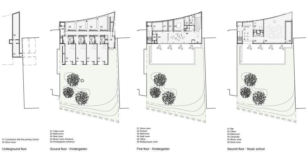 competition kindergarten sluderno detail plans