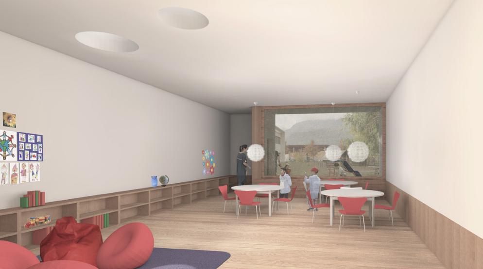 scuola materna e sala musicale - vista della sala interna